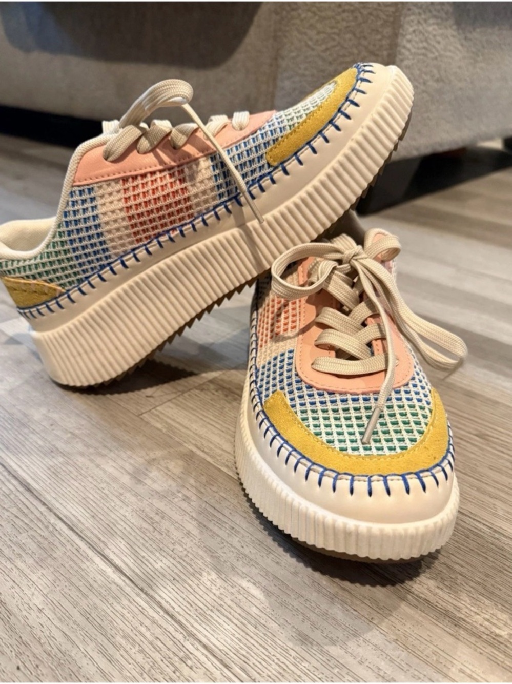 Nicole Miller NY Brita Mixed Media Platform Sneakers Womens Size 8.5